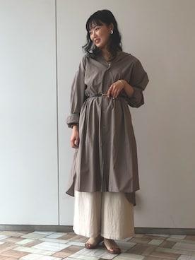 「大人カジュアルコーデ」｜「アイテム（シャツワンピース）」を使った、akoさん（レディース・169cm）の夏コーディネート