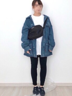 「FILA（フィラ）のアイテム（デニムジャケット）」を使った、maa*さん（レディース・152cm）の春コーディネート