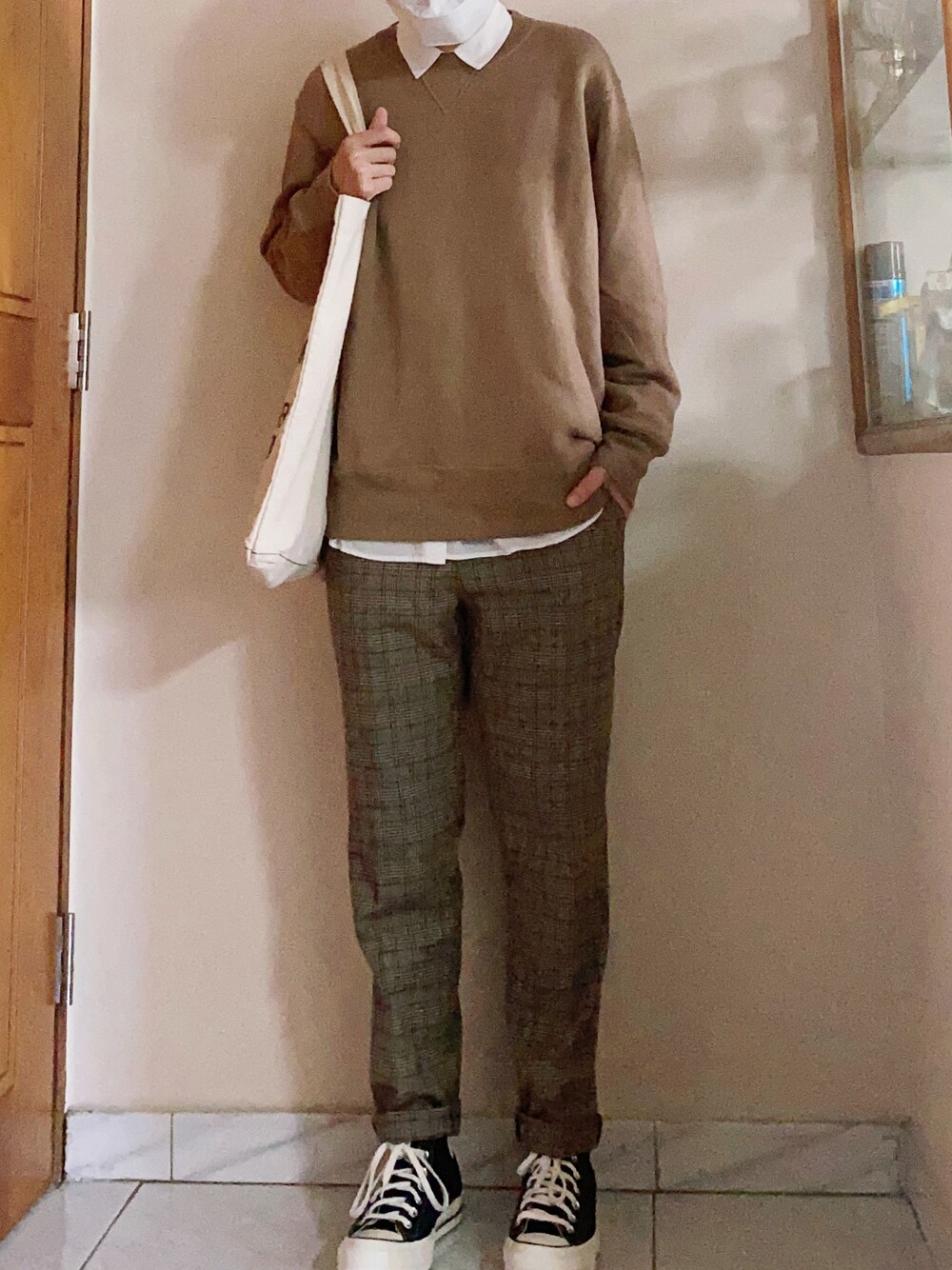 「UNIQLO、ユニクロ、今日のコーデ、VINTAGE、vintage style」｜「TOP TENのアイテム（シャツ/ブラウス、ホワイト系）」を使った、oeufsssssさん（レディース・168cm）の春コーディネートの1枚目の写真