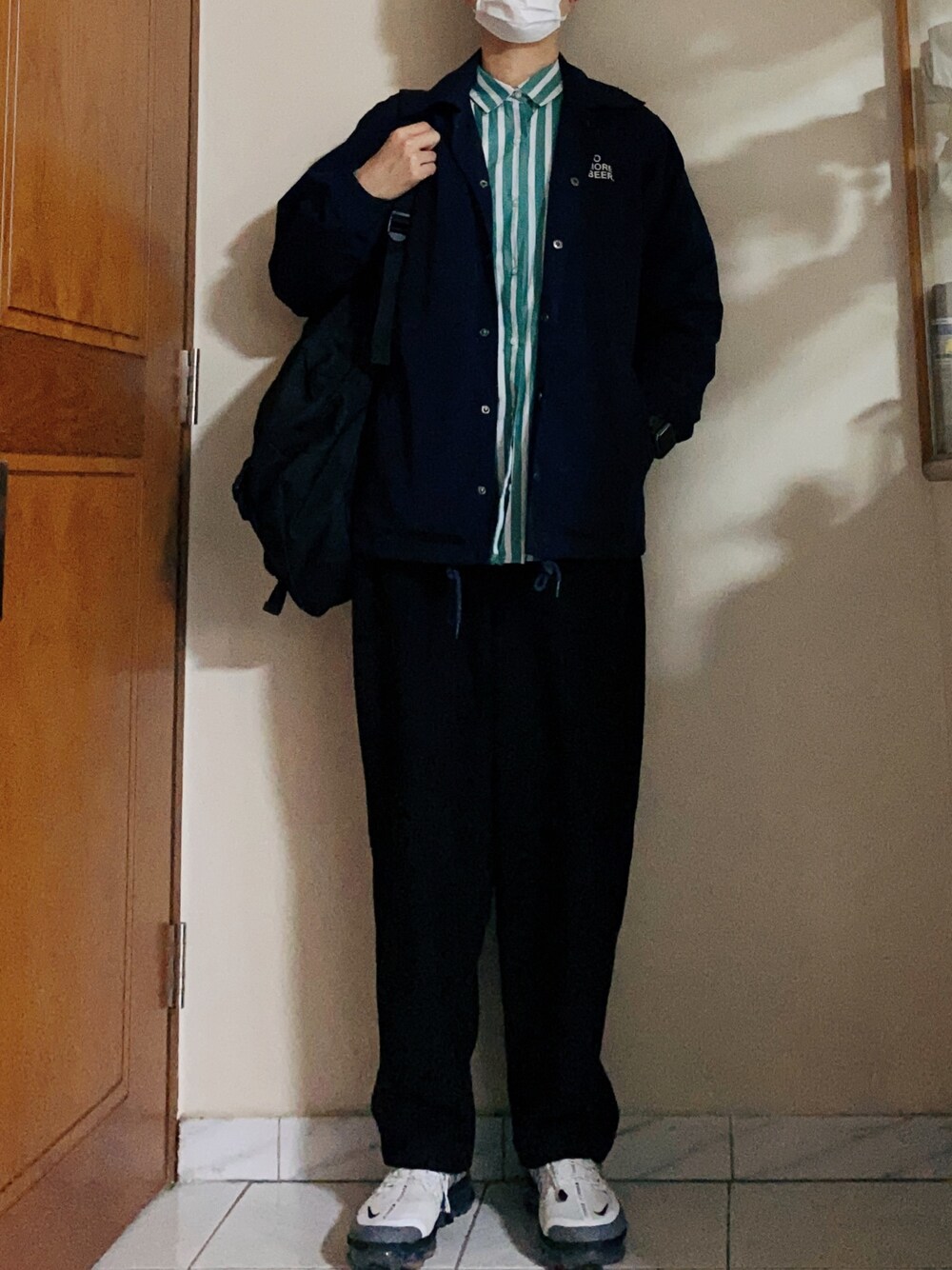 「ジーユー、NOBRAND、今日のコーデ、boyish、lazy」｜「GUのアイテム（シャツ/ブラウス、その他）」を使った、oeufsssssさん（レディース・168cm）の春コーディネートの1枚目の写真