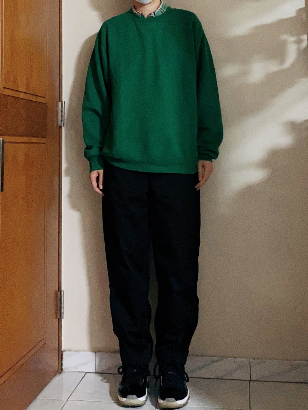 「GU、UNIQLO、airjordan、airjordan11、ジーユー、ユニクロ、今日のコーデ、lazy」｜「UNIQLOのアイテム（シャツ/ブラウス、その他）」を使った、oeufsssssさん（レディース・168cm）の春コーディネートの1枚目の写真