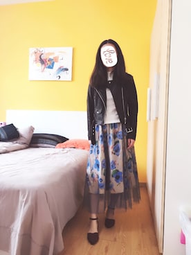 「ZARA（ザラ）のアイテム（ブルゾン、ブラック系）」を使った、baoxiaodiさん（レディース・162cm）の春コーディネート