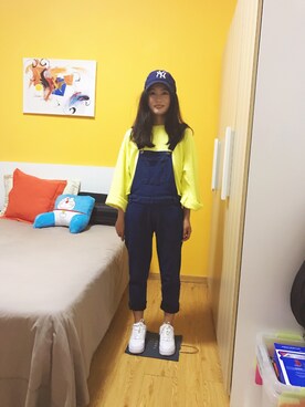 「NEW ERA（ニューエラ）のNEW ERA/ニューエラ　 9TWENTY（キャップ、ブルー系）」を使った、baoxiaodiさん（レディース・162cm）の春コーディネート