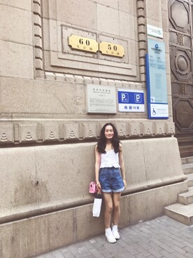 「FOREVER 21（フォーエバー トゥエンティーワン）のアイテム（キャミソール、ホワイト系）」を使った、baoxiaodiさん（レディース・162cm）の春コーディネート