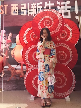 「浴衣のアイテム（ドレス、その他）」を使った、baoxiaodiさん（レディース・162cm）の秋コーディネート