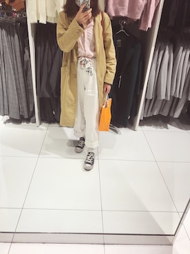 「w closet（ダブルクローゼット）のアイテム（トレンチコート、ベージュ系）」を使った、baoxiaodiさん（レディース・162cm）の秋コーディネート