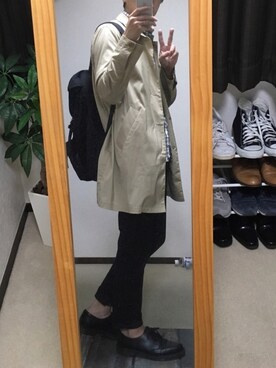 「417 EDIFICE（フォーワンセブンエディフィス）のアイテム（ステンカラーコート）」を使った、bossさん（メンズ・177cm）の秋コーディネート