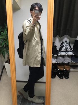 「417 EDIFICE（フォーワンセブンエディフィス）のアイテム（ステンカラーコート）」を使った、bossさん（メンズ・177cm）の秋コーディネート
