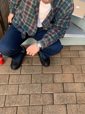「アパート前休憩坊主のアイテム（シャツ/ブラウス、その他）」を使った、坊主Lv26さん（メンズ・170cm）の春コーディネート