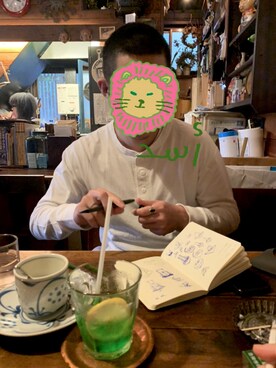 「常連さんのアイテム（その他、オレンジ系）」を使った、坊主Lv26さん（メンズ・170cm）の春コーディネート