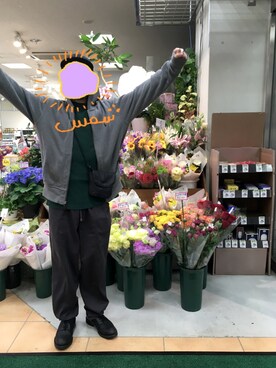 「うどんのアイテム（その他、ブルー系）」を使った、坊主Lv26さん（メンズ・170cm）の春コーディネート