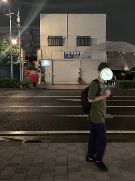 「瑠璃色の地球コーデのアイテム（その他、グリーン系）」を使った、坊主Lv26さん（メンズ・170cm）の夏コーディネート