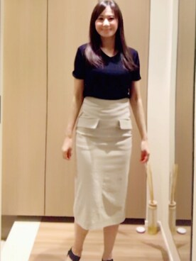 「JOURNAL STANDARD（ジャーナルスタンダード）のアイテム（Tシャツ/カットソー、ブラック系）」を使った、minoさん（レディース・160cm）の夏コーディネート