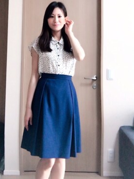 「URBAN RESEARCH（アーバンリサーチ）のアイテム（シャツ/ブラウス、ホワイト系）」を使った、minoさん（レディース・160cm）の夏コーディネート