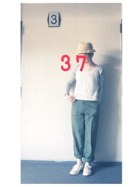 「BAD（バッド）のアイテム（トップス）」を使った、37さん（レディース・154cm）の春コーディネート