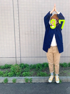 「DANTON（ダントン）のアイテム（チノパンツ）」を使った、37さん（レディース・154cm）の秋コーディネート