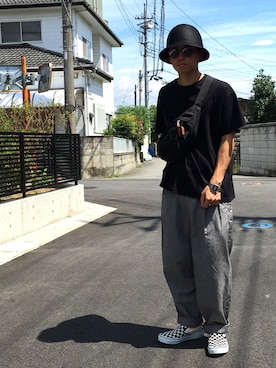 「ペーパーハット」｜「アイテム（スリッポン）」を使った、kaitoさん（メンズ・164cm）の夏コーディネート