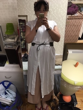 「RETRO GIRL（レトロガール）のアイテム（シャツワンピース）」を使った、らーさん（レディース・152cm）の夏コーディネート
