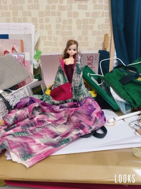 「アイテム（ドレス、ピンク系）」を使った、らーさん（レディース・152cm）の夏コーディネート