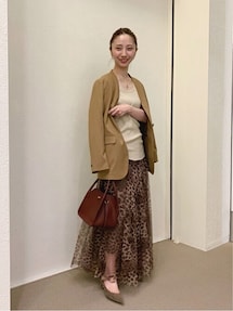 完売/2024/ノーブル/Noble/レオパードプリントスリットスカート/38 2024 NOBLE レオパードプリントスリットスカート38 完売