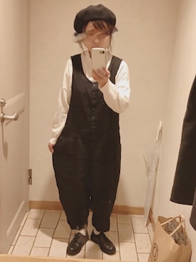 「カオリノモリ」｜「アイテム（オールインワン・サロペット）」を使った、ぽんさん（レディース・153cm）の冬コーディネート