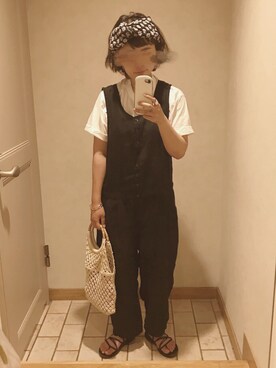 「カオリノモリ」｜「アイテム（オールインワン・サロペット）」を使った、ぽんさん（レディース・153cm）の春コーディネート
