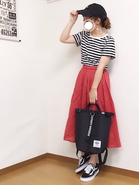 「haco!（ハコ）のアイテム（キャップ）」を使った、welina＊さん（レディース・152cm）の夏コーディネート