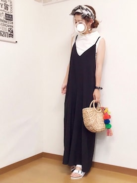 「ヘアバンド」｜「アイテム（つなぎ/オールインワン）」を使った、welina＊さん（レディース・152cm）の夏コーディネート