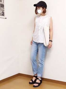 「haco!（ハコ）のアイテム（キャップ）」を使った、welina＊さん（レディース・152cm）の夏コーディネート