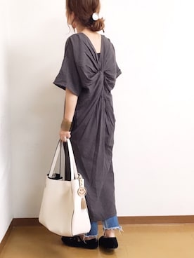 「Ungrid（アングリッド）のフレイドヘムストスリ（デニムパンツ）」を使った、welina＊さん（レディース・152cm）の秋コーディネート