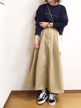 「Another Edition（アナザーエディション）のロゴキャンバスミニショルダーバッグⅡ（ショルダーバッグ）」を使った、welina＊さん（レディース・152cm）の秋コーディネート