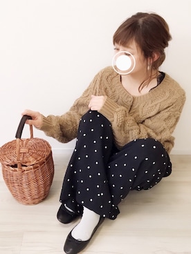 「OZOC（オゾック）のアイテム（かごバッグ）」を使った、welina＊さん（レディース・152cm）の春コーディネート