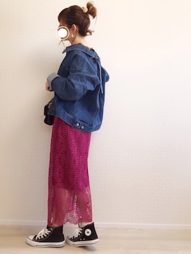 「SMELLY（スメリー）のアイテム（ピアス（両耳用））」を使った、welina＊さん（レディース・152cm）の春コーディネート