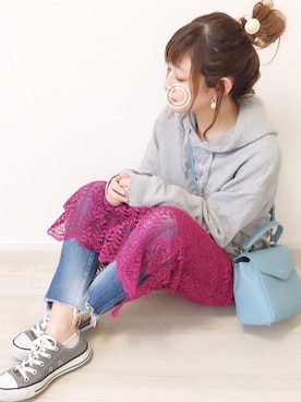 「SMELLY（スメリー）のアイテム（ピアス（両耳用））」を使った、welina＊さん（レディース・152cm）の春コーディネート