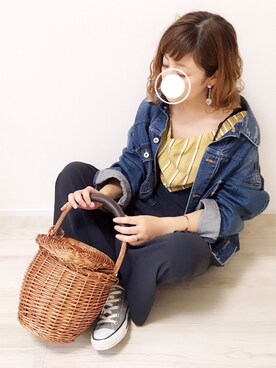 「OZOC（オゾック）のアイテム（かごバッグ）」を使った、welina＊さん（レディース・152cm）の春コーディネート