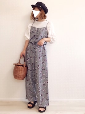 「OZOC（オゾック）のアイテム（かごバッグ）」を使った、welina＊さん（レディース・152cm）の春コーディネート