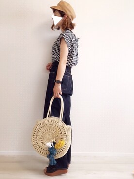 「サークルバッグ」｜「アイテム（キャスケット）」を使った、welina＊さん（レディース・152cm）の春コーディネート