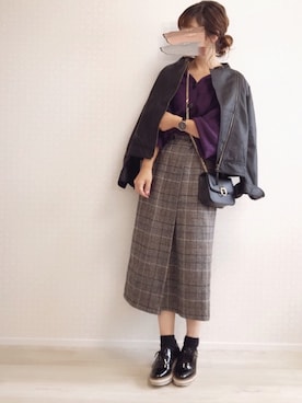 「URBAN RESEARCH Sonny Label（アーバンリサーチサニーレーベル）のアイテム（ライダースジャケット）」を使った、welina＊さん（レディース・152cm）の秋コーディネート