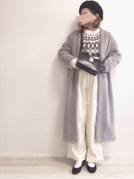 「Rouge vif（ルージュヴィフ）のアイテム（ムートンコート）」を使った、welina＊さん（レディース・152cm）の冬コーディネート