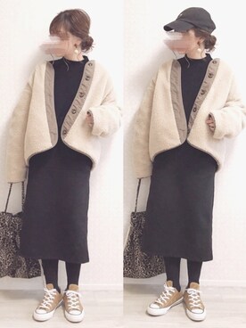 「DHOLIC（ディーホリック）のアイテム（その他アウター）」を使った、welina＊さん（レディース・152cm）の冬コーディネート