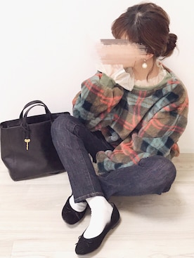 「FOSSIL（フォッシル）のアイテム（バッグ）」を使った、welina＊さん（レディース・152cm）の冬コーディネート