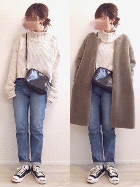「CONVERSE（コンバース）のCONVERSE コンバース ジャック パーセル / JACK PURCEL（スニーカー）」を使った、welina＊さん（レディース・152cm）の冬コーディネート
