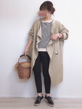 「mercibeaucoup,（メルシーボークー）のアイテム（ジャケット/アウター）」を使った、welina＊さん（レディース・152cm）の春コーディネート