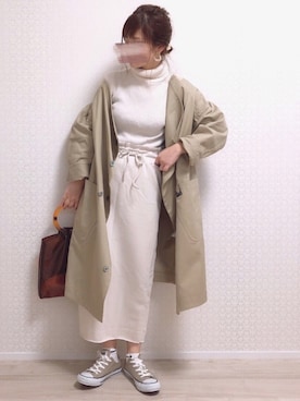 「mercibeaucoup,（メルシーボークー）のアイテム（ジャケット/アウター）」を使った、welina＊さん（レディース・152cm）の春コーディネート