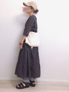 「LEPSIM（レプシィム）の2P ウッドバングル　837799（バングル/リストバンド）」を使った、welina＊さん（レディース・152cm）の春コーディネート