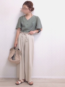 「アイテム（ピアス（両耳用）、ブルー系）」を使った、welina＊さん（レディース・152cm）の夏コーディネート