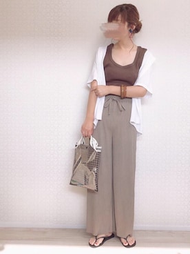 「LEPSIM（レプシィム）の2P ウッドバングル　837799（バングル/リストバンド）」を使った、welina＊さん（レディース・153cm）の夏コーディネート