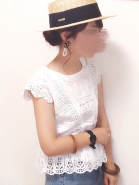 「ノスタルジア」｜「アイテム（帽子）」を使った、welina＊さん（レディース・153cm）の夏コーディネート