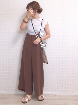 「GU（ジーユー）のアイテム（オールインワン・サロペット）」を使った、welina＊さん（レディース・152cm）の夏コーディネート