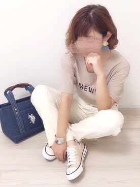 「petitcro（プティクロ）のpetitcro  ワイドバングル PCKB1901001（バングル/リストバンド）」を使った、welina＊さん（レディース・152cm）の夏コーディネート